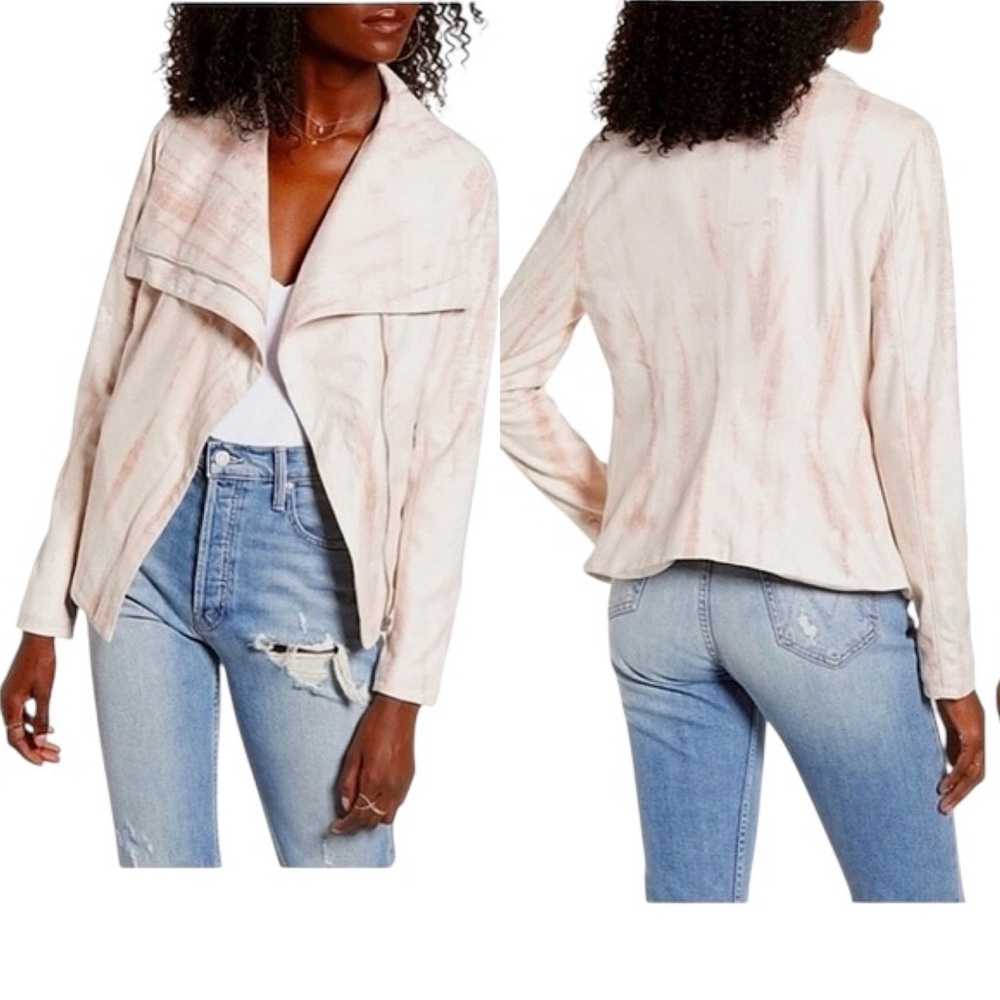 BLANKNYC HIPPIE DIPPIE PINK TIE DYE MOTO JACKET FAUX SUEDE SIZE MEDIUM